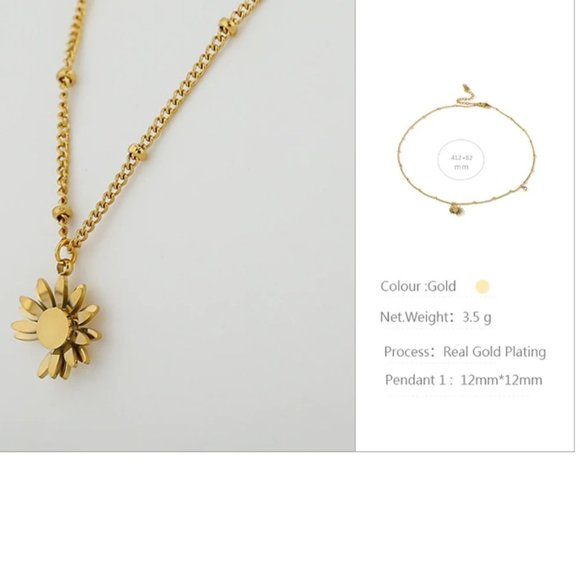 New 18K Gold Plated Daisy Diamond Necklace - Picture 5 of 6